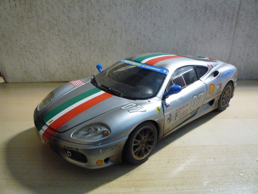Ferrari 360 Modena Challenge Dirty Hotwheels 1:18, Ophalen of Verzenden, Zo goed als nieuw, Auto, Hot Wheels