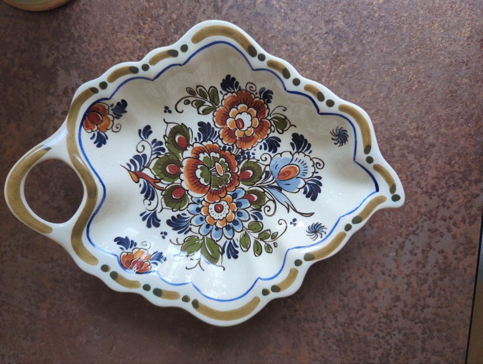 Flora Keramiek Delfts Aardewerk Schaal - Handgeschilderd, Ophalen of Verzenden