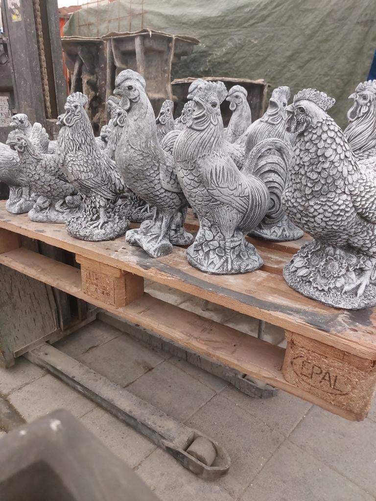 Kippen en Hanen, Ophalen, Nieuw, Beton, Dierenbeeld