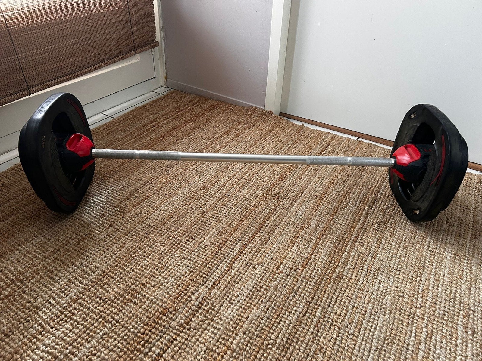 Les Mills Smart Bar met 2x 5kg en 2x 10kg, Ophalen, Gebruikt, Rug, Halterset