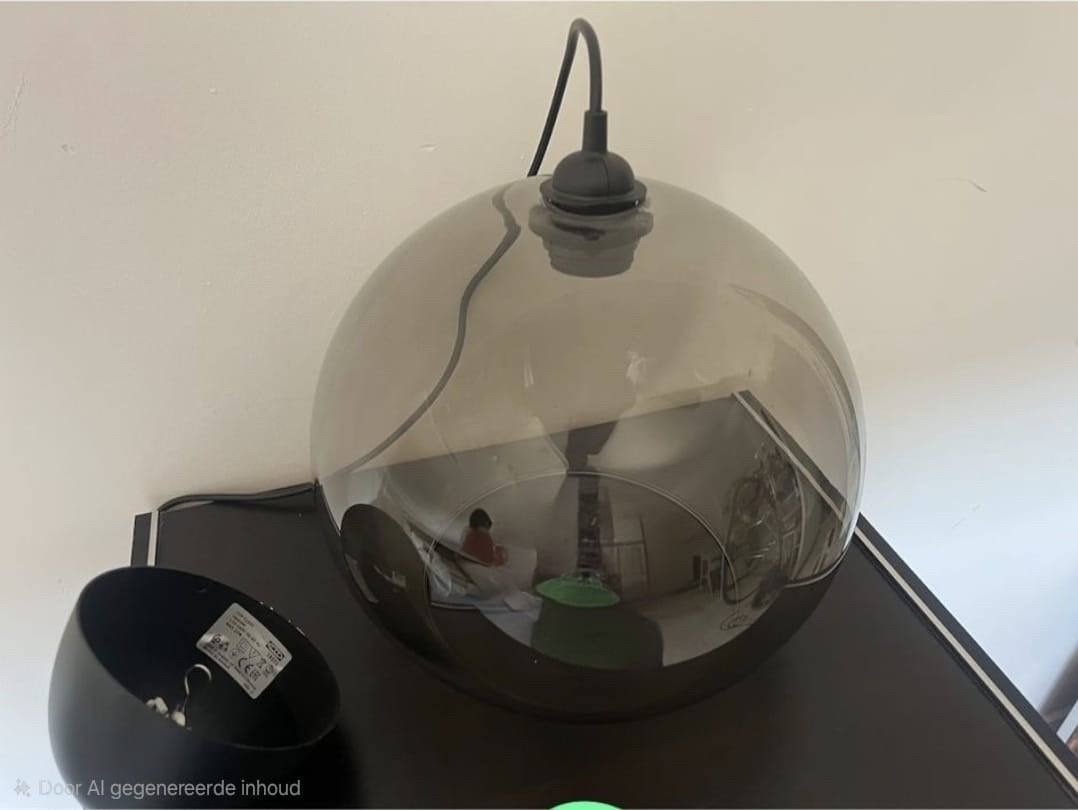 IKEA JAKOBSBYN hanglamp rookkleurig glas met HEMMA pendel, Glas, Ophalen of Verzenden, Zo goed als nieuw