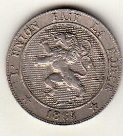 Belgique - 5 CENTIMES 1864 schaars, zie omschrijving - KM#21, Verzenden