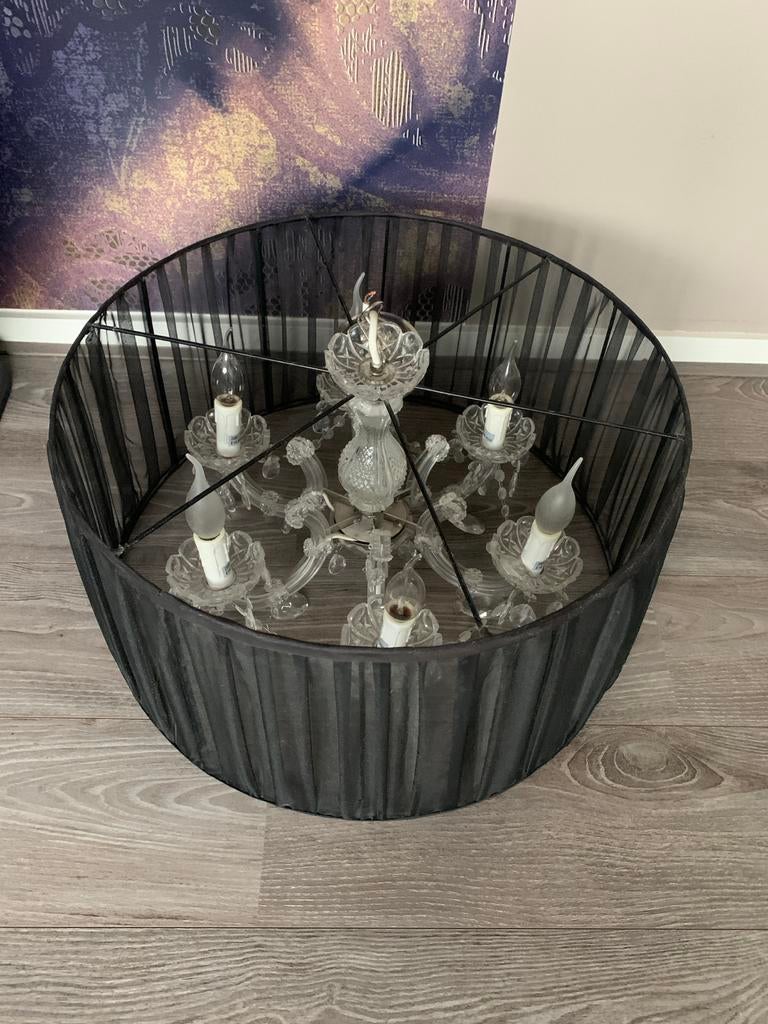 Elegante Organza Kroonluchter - Zwart, Ophalen of Verzenden, Zo goed als nieuw, Glas