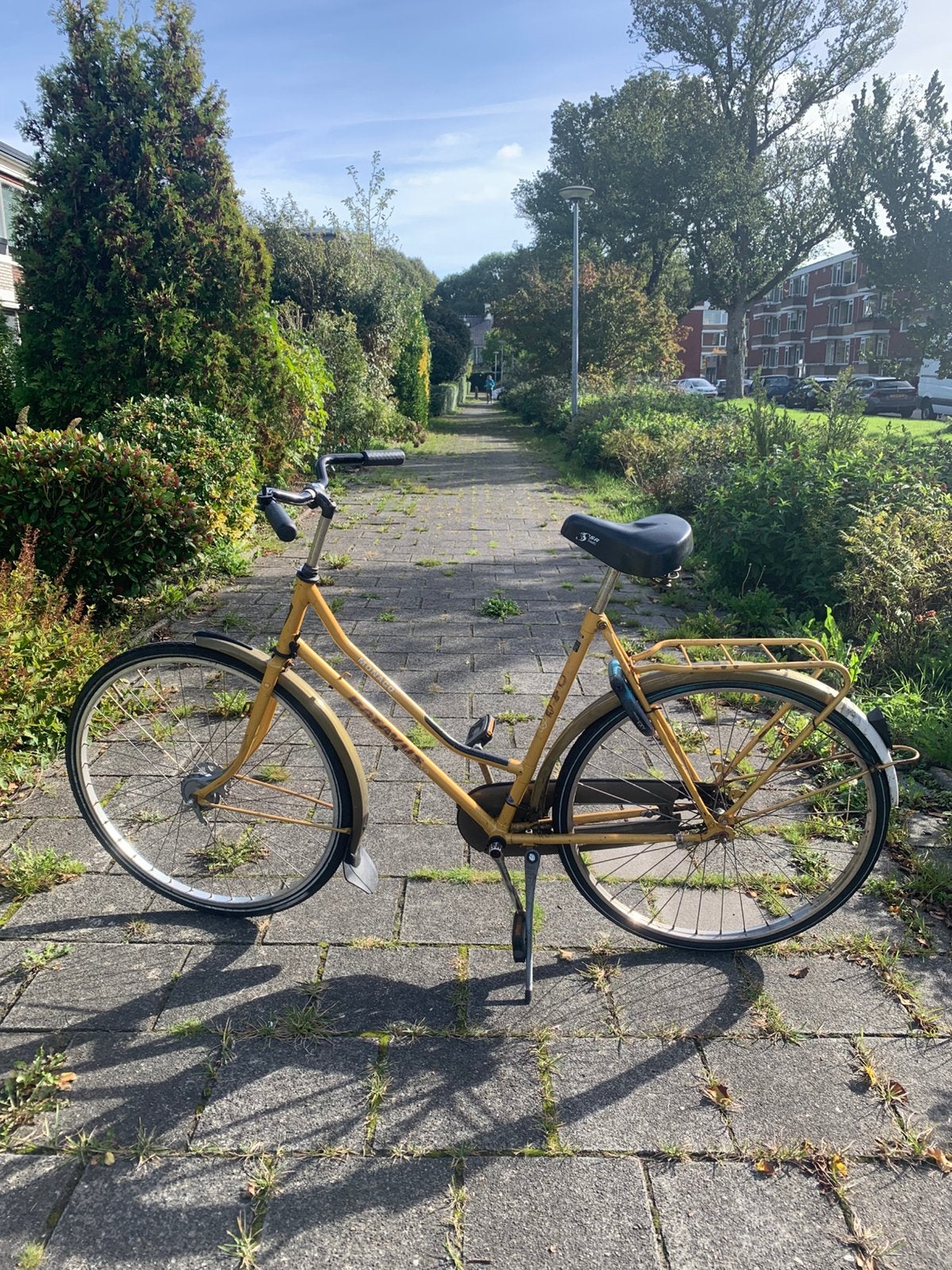 Gele stadsfiets, Fietsen en Brommers, Ophalen, Gebruikt, Terugtraprem, Versnellingen