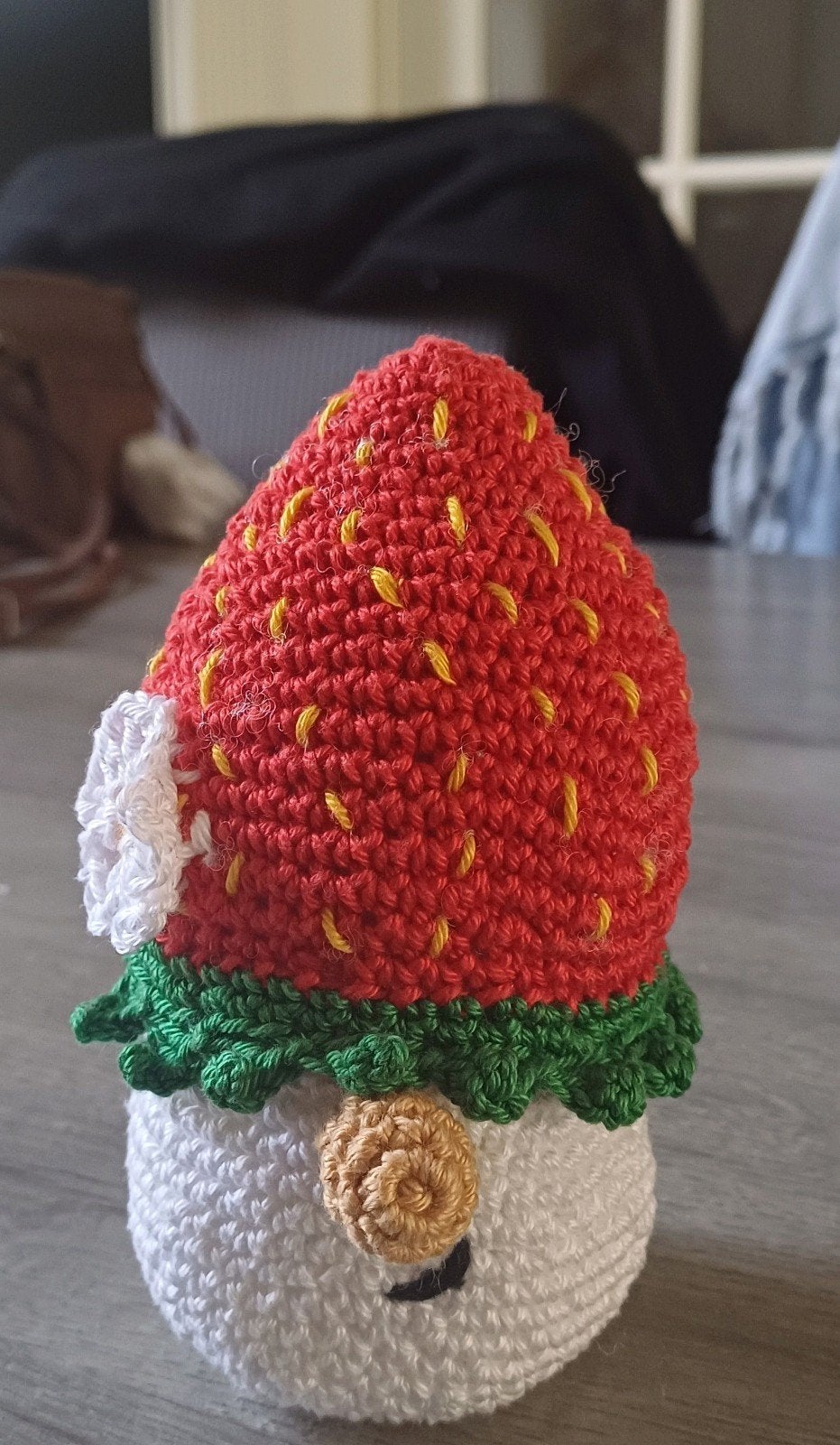Gehaakte Aardbei Kabouter - Handgemaakt Knutselwerk, Ophalen, Textiel, Nieuw, Meerkleurig