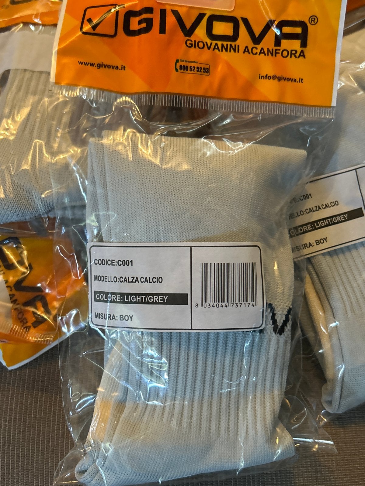 15x Givova Calza Calcio Voetbalsokken - Lichtgrijs (Nieuw), Kleding | Heren, Sokken en Kousen, Ophalen of Verzenden, Nieuw, Overige maten