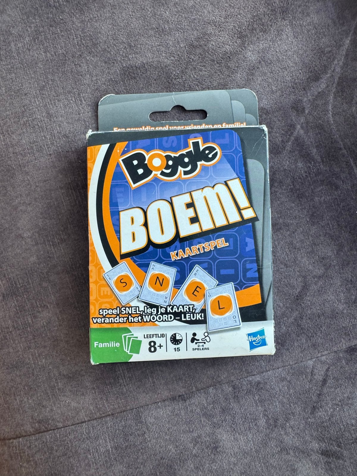 Boggle Boem! Kaartspel - Snel woordspel voor familie, Een of twee spelers, Ophalen of Verzenden, Gebruikt