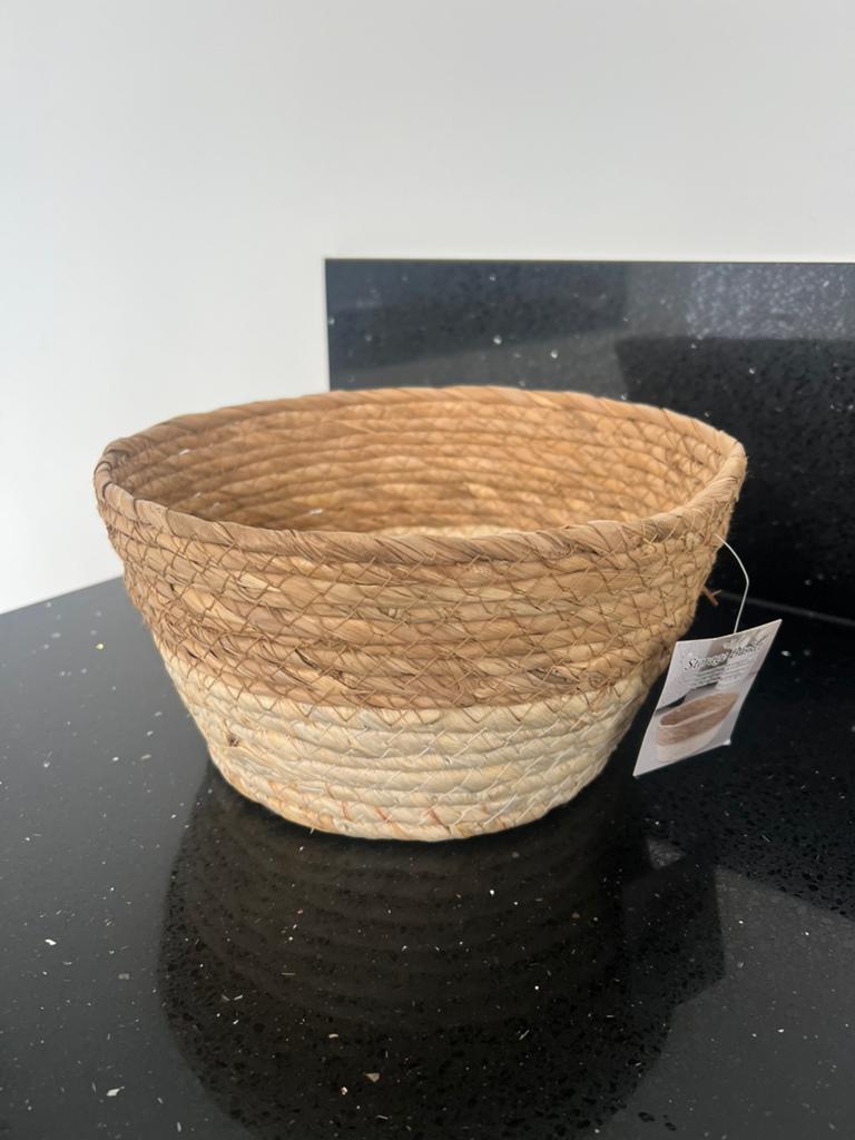 Rieten bloempot - naturel -, Ophalen of Verzenden, Nieuw, Rond, Riet