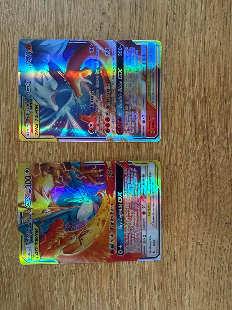 Pokémon Tag Team GX kaarten (Reshiram & Charizard, Moltres &, Ophalen of Verzenden, Gebruikt, Meerdere kaarten, Foil