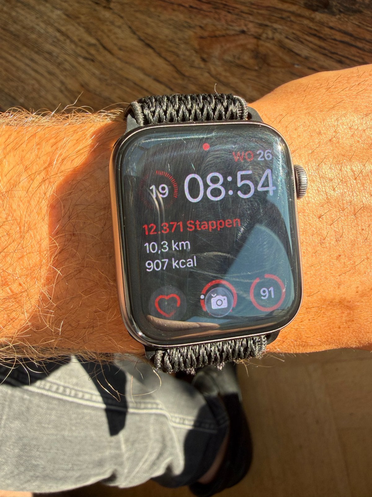 Apple Watch met lichte gebruikerssporen, 74% batterij, Sieraden, Tassen en Uiterlijk, Zwart, IOS, Ophalen of Verzenden, Afstand
