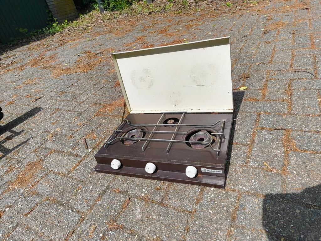 Camping gasstel 3 pits zonder gasslang, Caravans en Kamperen, Ophalen, Gebruikt