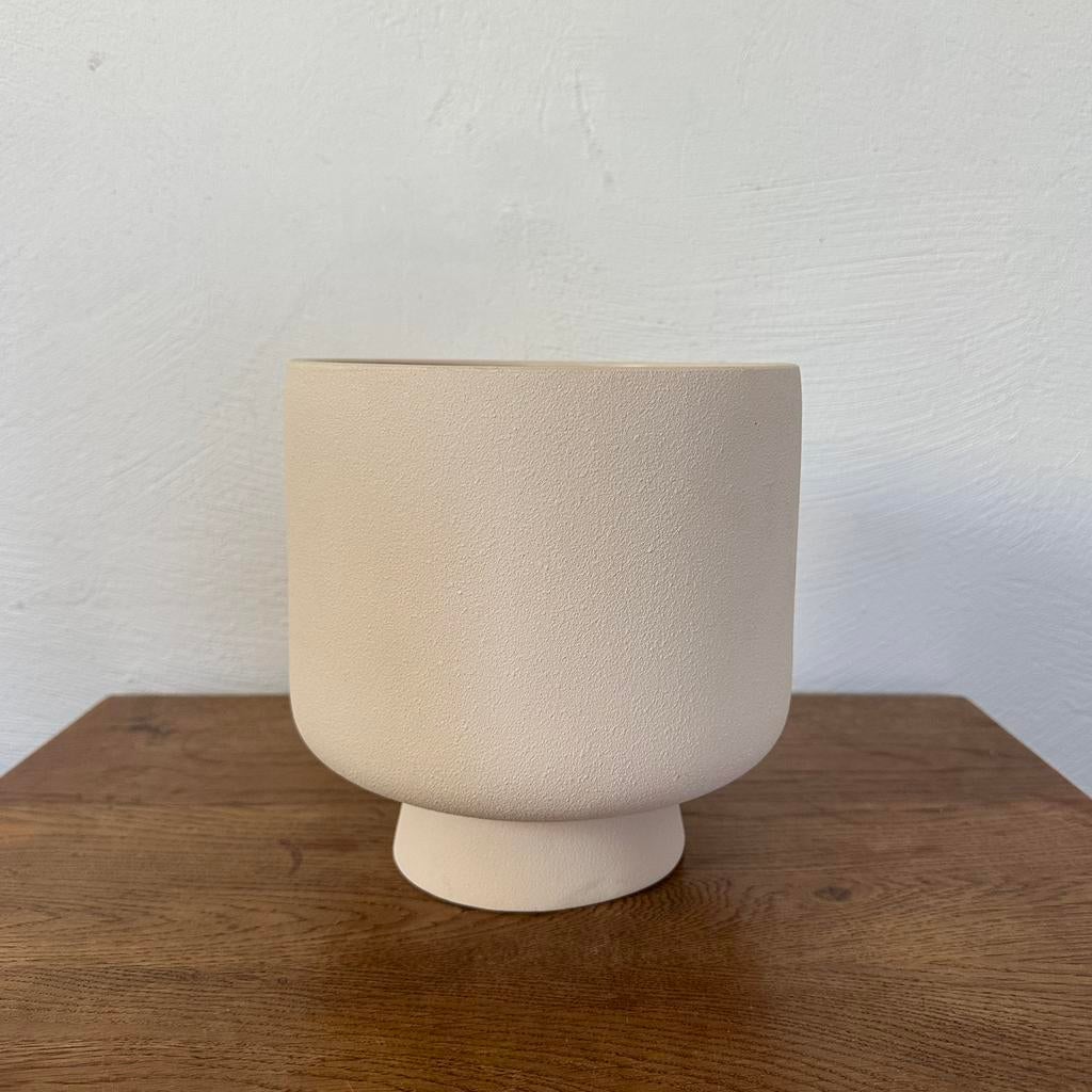 H&M HOME bloempot - wit creme zand, Tuin en Terras, Bloempotten, Rond, Ophalen of Verzenden, Zo goed als nieuw, Aardewerk