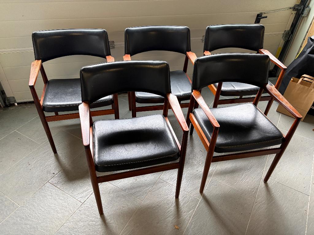 Eetkamerstoelen Vintage jaren 60 Pander?, Huis en Inrichting, Stoelen, Gebruikt, Jaren 60, Bruin, Vijf, Zes of meer stoelen