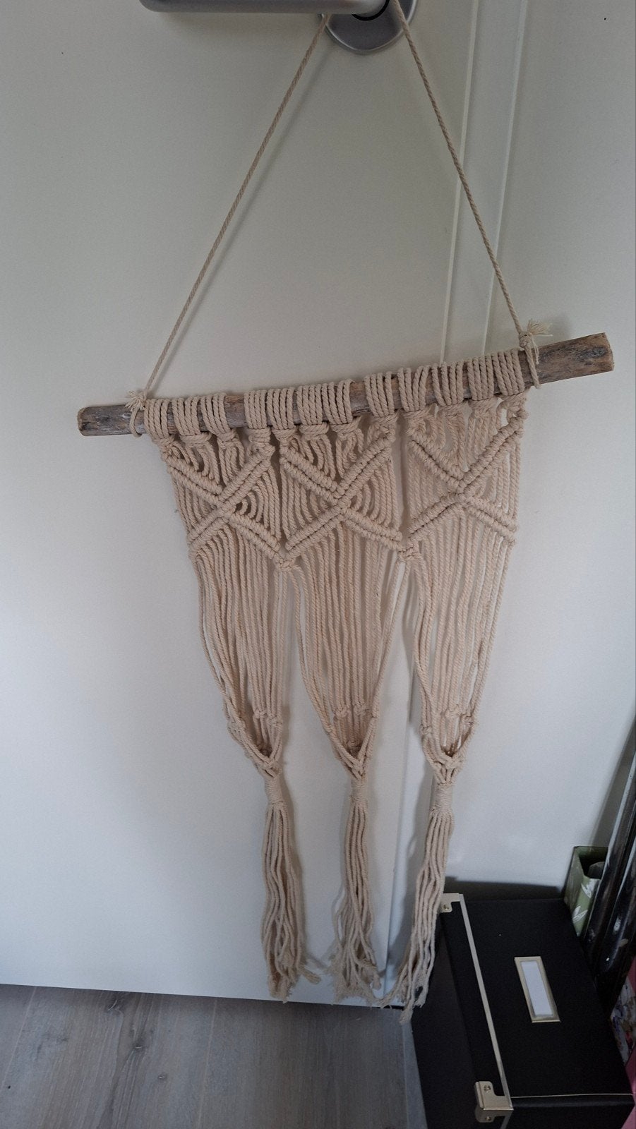 Macramé wandhanger voor plantjes, Ophalen, Hout, Gebruikt, Beige