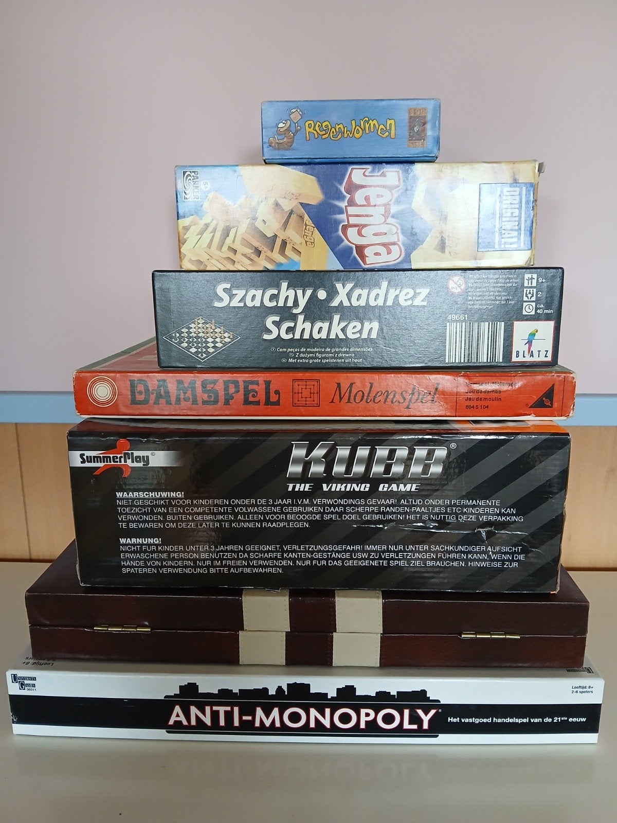 Diverse spellenpakket: Jenga, Schaken, Dammen, Kubb en meer, Hobby en Vrije tijd, Ophalen, Gebruikt