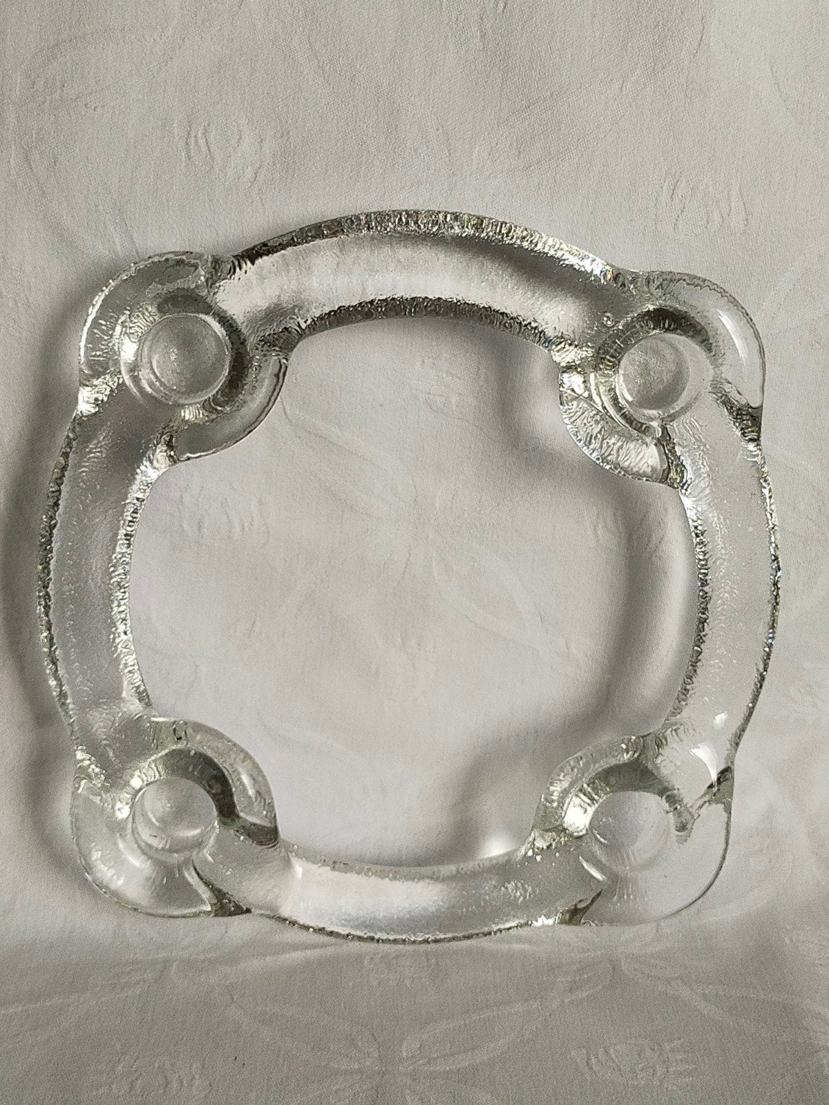 Pukeberg Sweden glazen kandelaar vintage ijsglas, Ophalen of Verzenden, Kandelaar