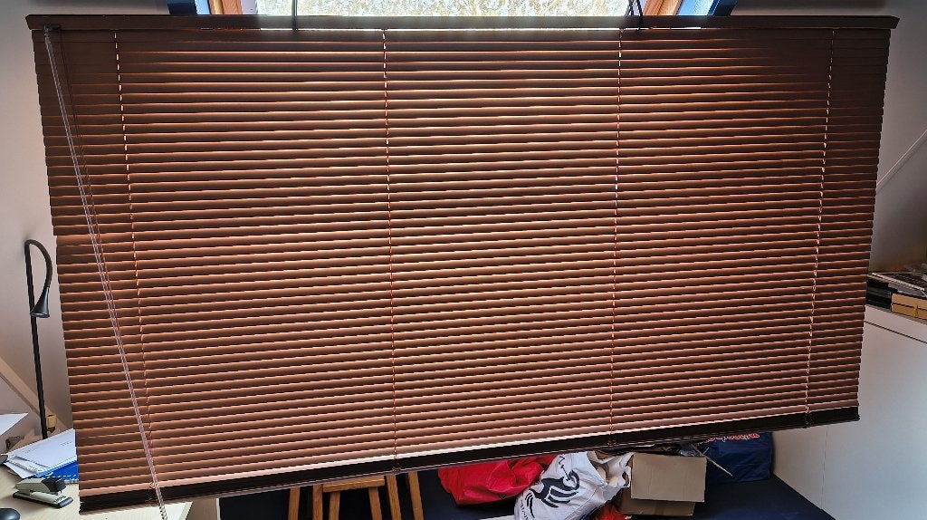 Luxaflex horizontale jaloezie 186 x 234.50 zalm / brons, Ophalen, Gebruikt, Metaal, Lamellen