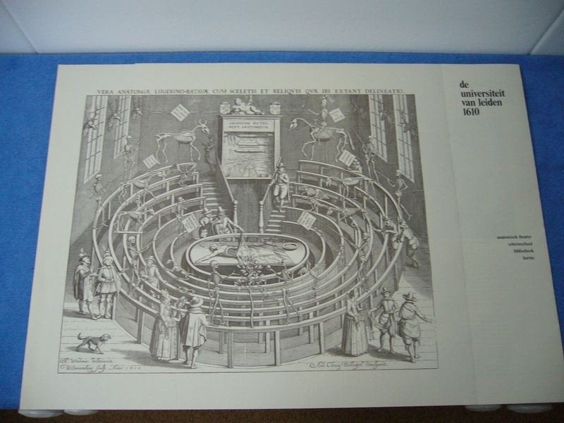4 Repro Kopergravures Leidse Universiteit 1610, Ophalen of Verzenden