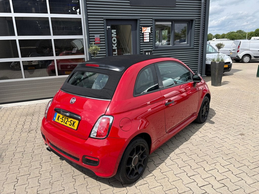 Fiat 500 0.9 TwinAir Lounge Cabrio Leer, Auto's, Euro 5, 86 pk, Gebruikt, Leder