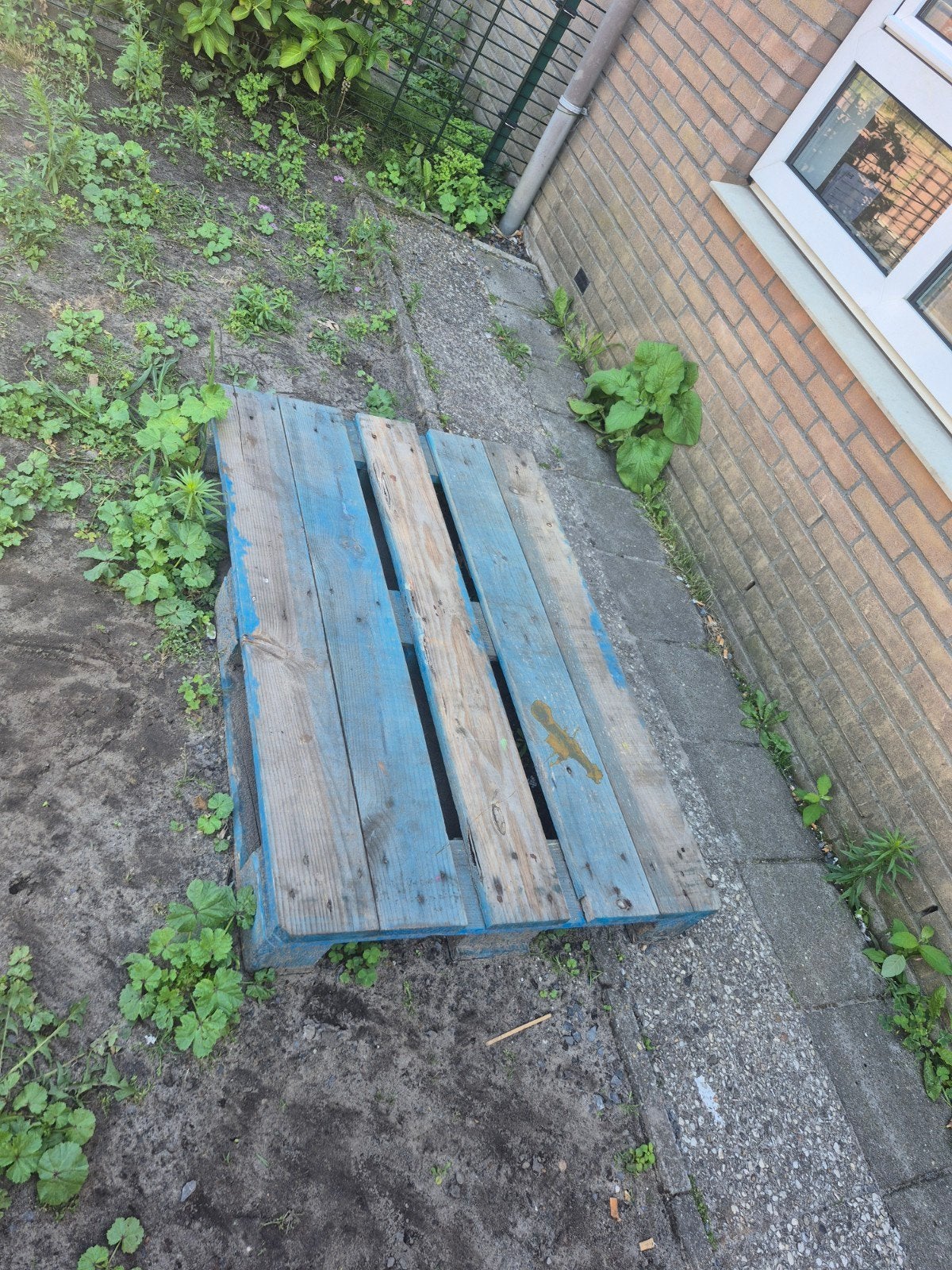 Houten Pallet - Blauw geverfd, Ophalen, Gebruikt