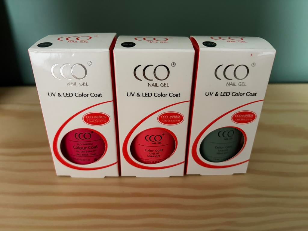 CCO gellak gel nail polish 3x, Overige kleuren, Ophalen of Verzenden, Zo goed als nieuw, Handen en Nagels