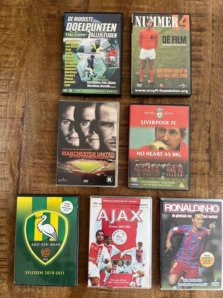 Voetbal DVD collectie:Ajax, ADO Den Haag, Liverpool, Man Utd, Ophalen of Verzenden, Zo goed als nieuw, Ajax, Overige typen
