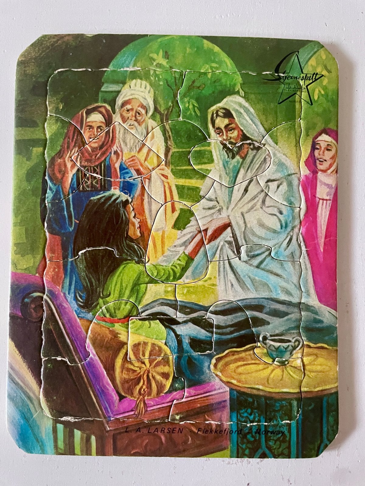 Vintage Stjernespill Puzzel: Dochter van Jaïrus (L.A. Larsen, Ophalen of Verzenden, Minder dan 10 stukjes, Gebruikt, 6 jaar of ouder