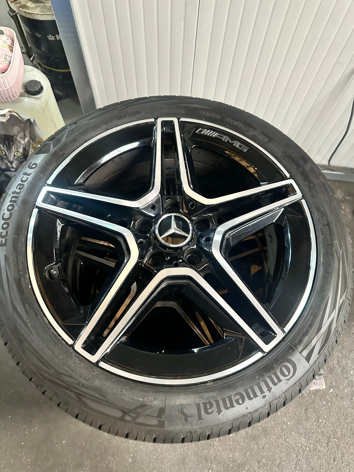Mercedes-Benz AMG velgen 225/45/18 continental, Auto-onderdelen, Banden en Velgen, Ophalen, 18 inch, Gebruikt, Banden en Velgen