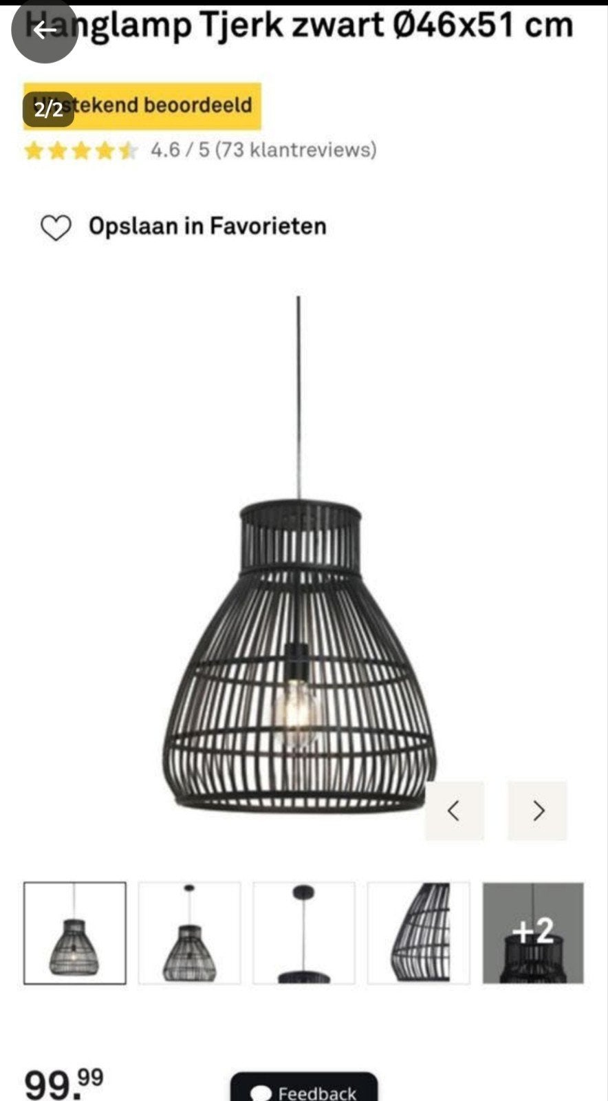 Tjerk hanglamp zwart Ø46x51 cm - Nieuw in doos, Ophalen of Verzenden