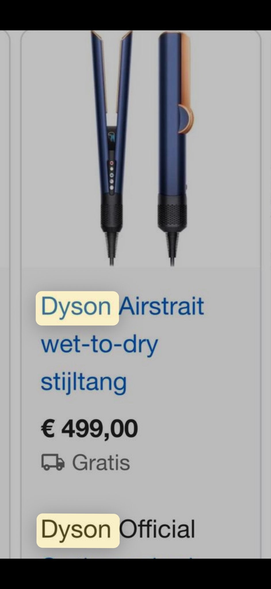 Dyson Airstrait wet-to-dry stijltang - Zo goed als nieuw, Ophalen, Zo goed als nieuw, Haarverzorging