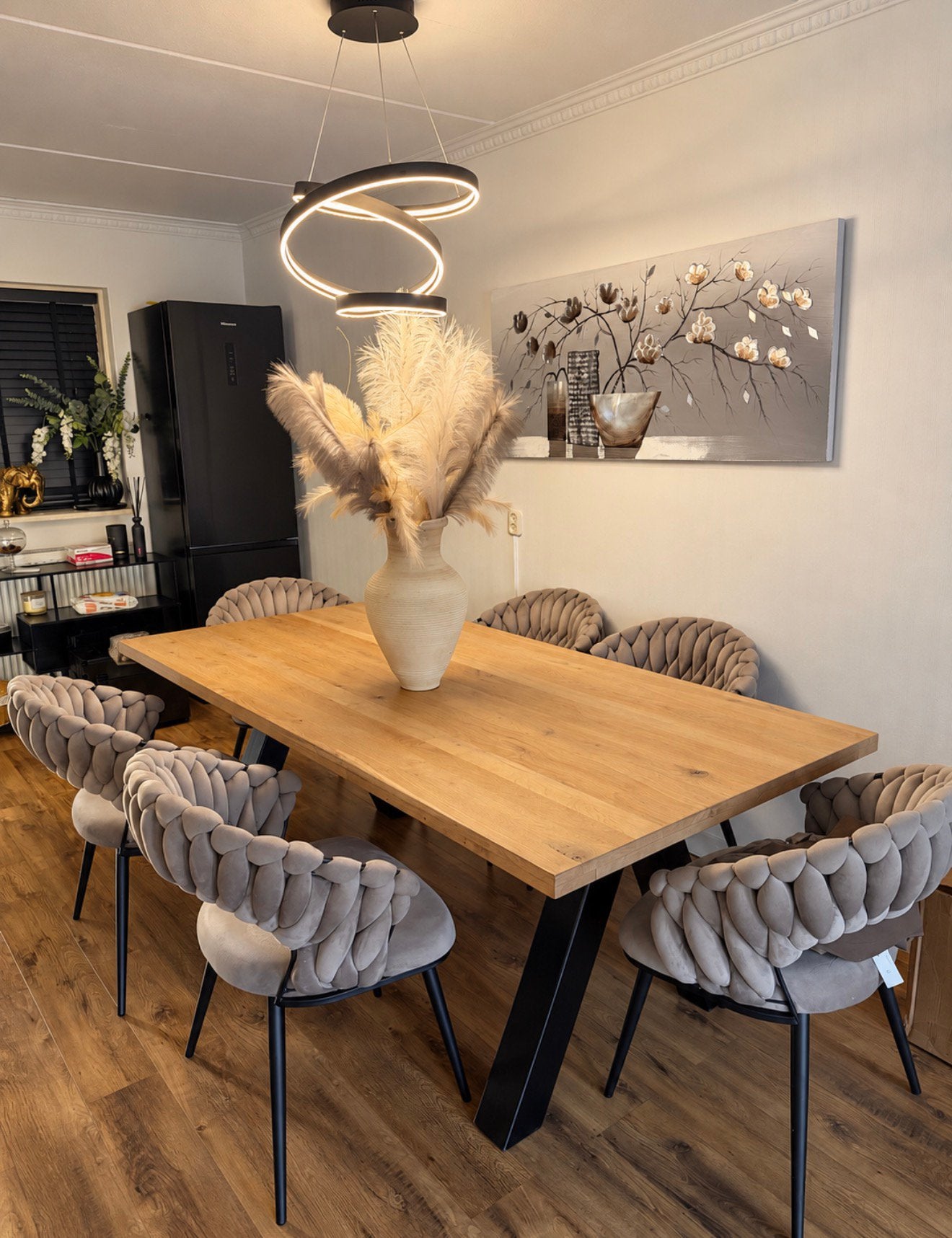Eet tafel en stoelen, Huis en Inrichting, Ophalen, 200 cm of meer, 50 tot 100 cm, Zo goed als nieuw