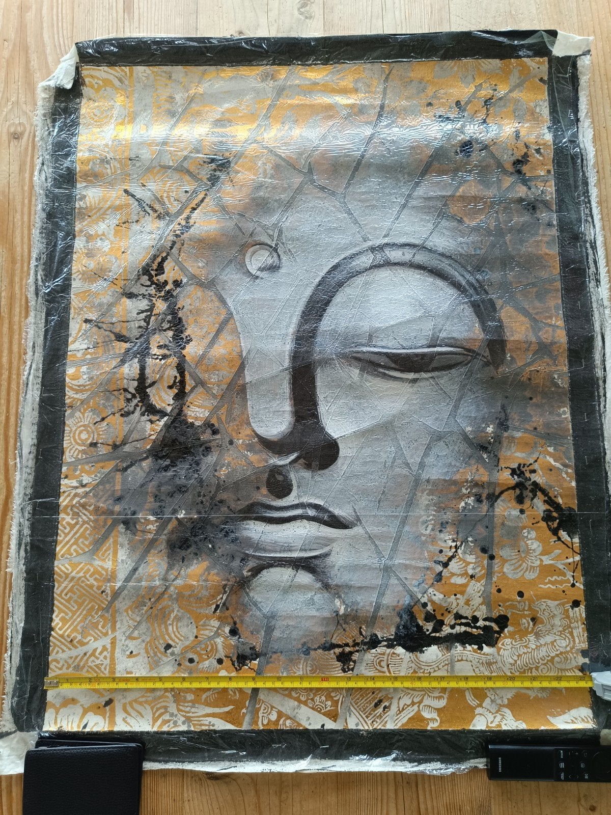 Boeddha schilderij op canvas - Nieuw uit Bali, Abstract, Ophalen of Verzenden, Gemengde techniek, Gelimiteerde oplage