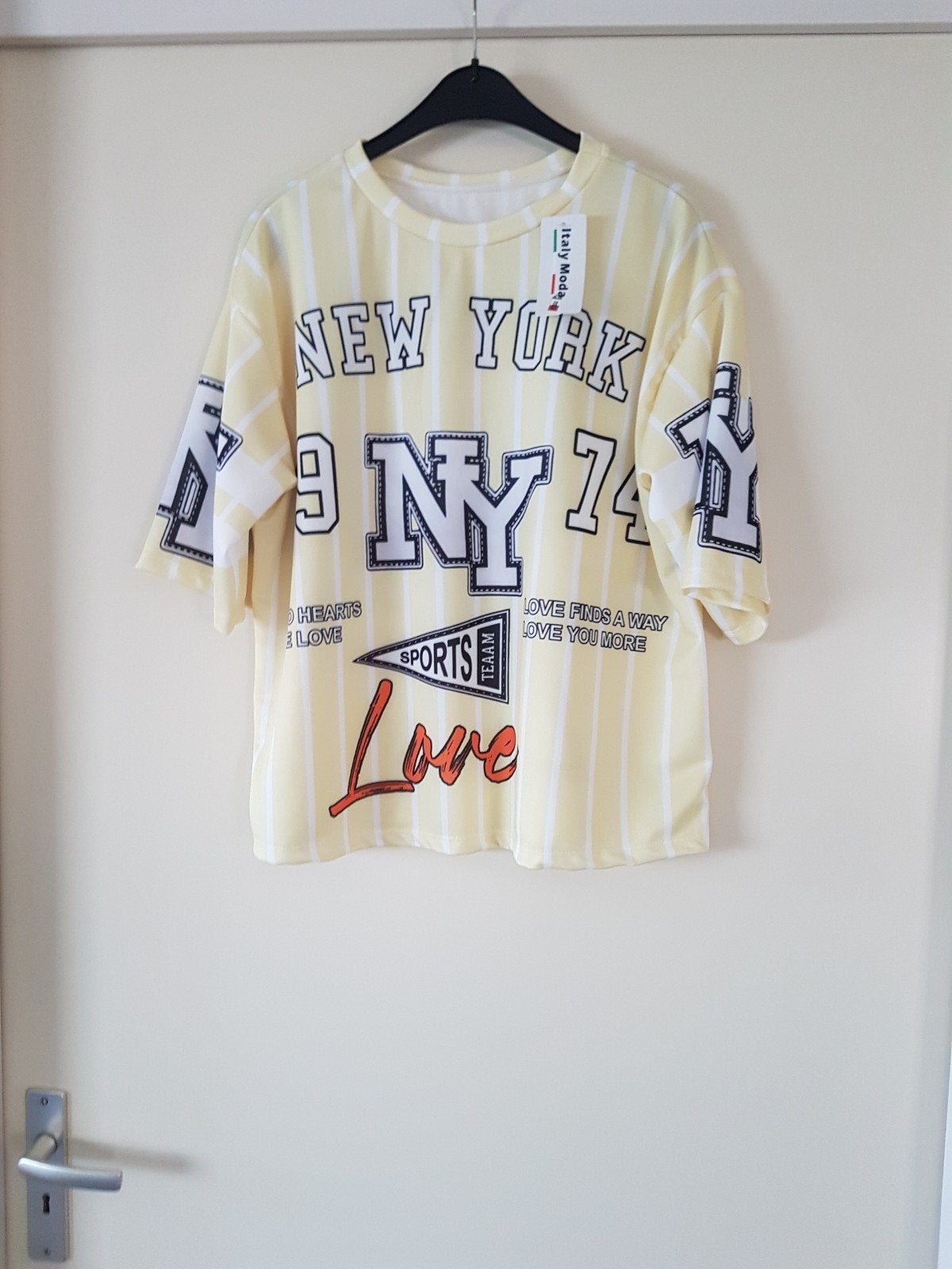 t-shirt geel NY one size, Verzenden, Nieuw, Geel, Korte mouw