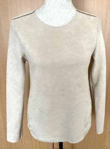 Zara suède look top maat S NIEUW, Beige, Nieuw, Ophalen of Verzenden, Lange mouw