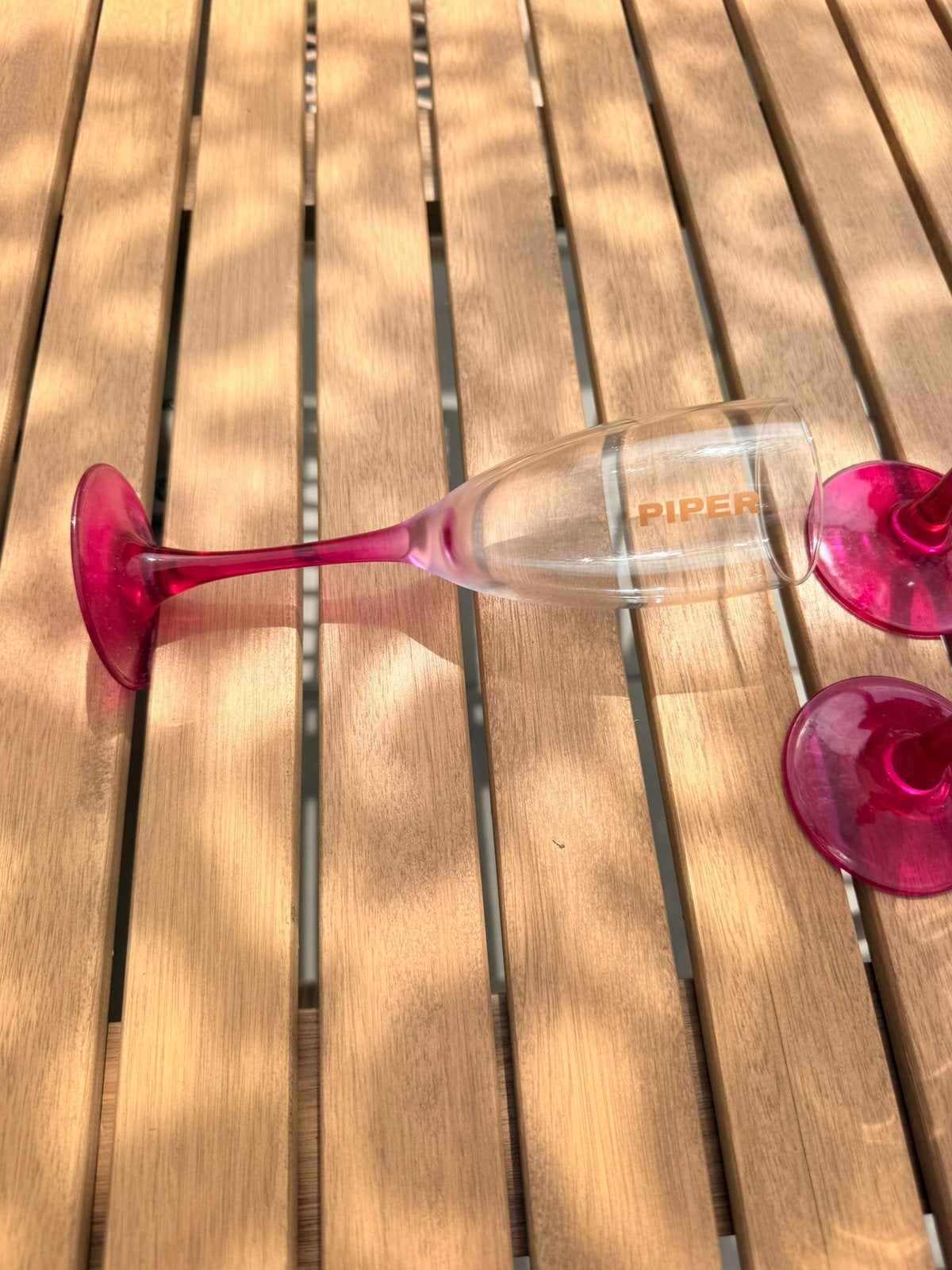 4 roze Piper Heidsieck Champagne glazen, Ophalen, Zo goed als nieuw, Overige typen