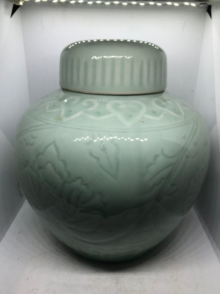 chinees porselein dekselpot celadon kleurig, Ophalen of Verzenden