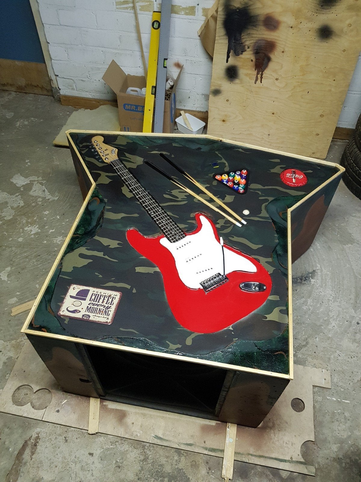 Unieke salontafel voor mancave/oefenruimte/muziekkamer, Ophalen, Onbekend, Nieuw, 50 tot 100 cm