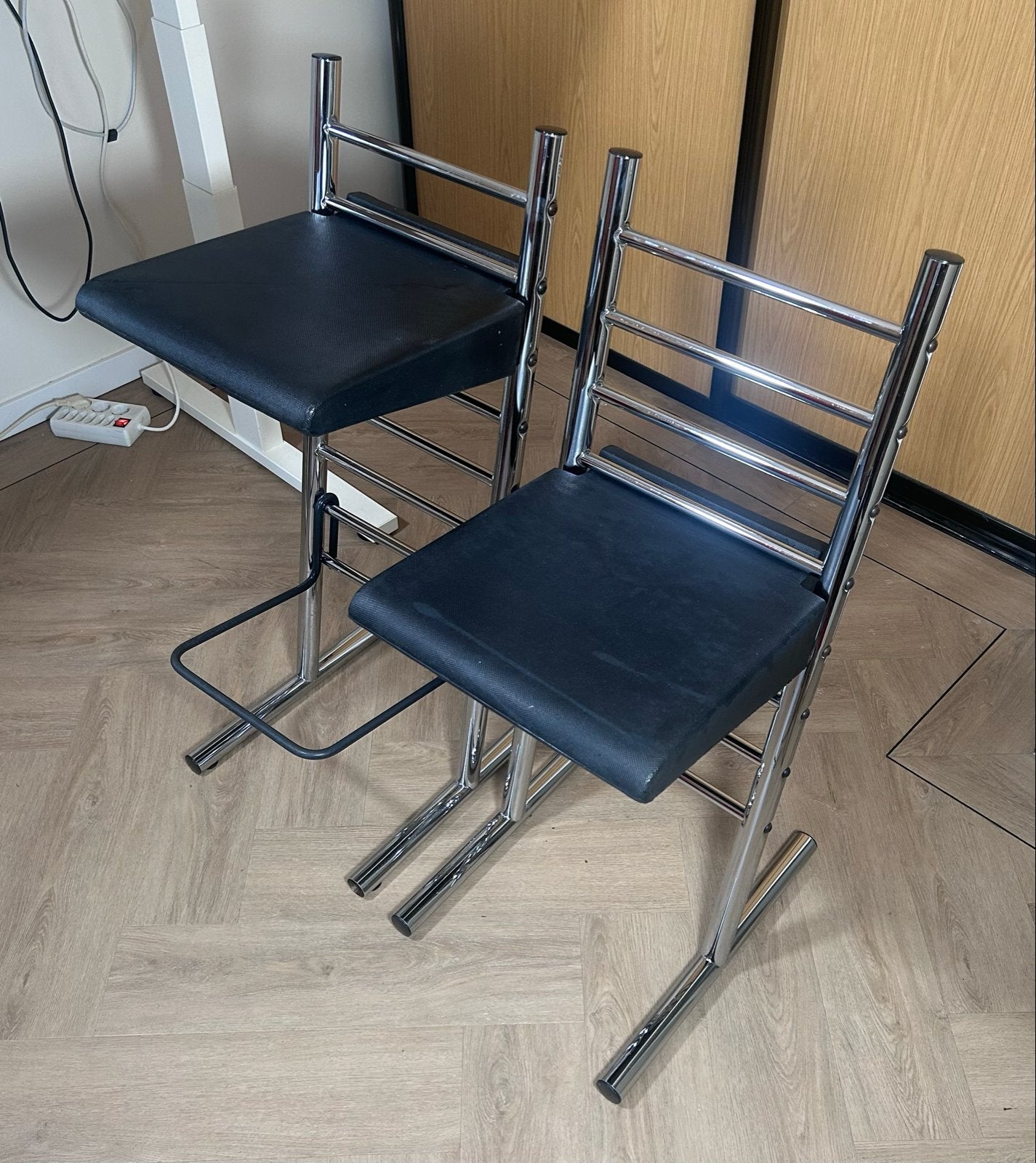 Vintage Errebi Design Krukken/Stoelen (Jaren 80, Italië), Huis en Inrichting, Stoelen, Ophalen, Gebruikt, Twee, Zwart