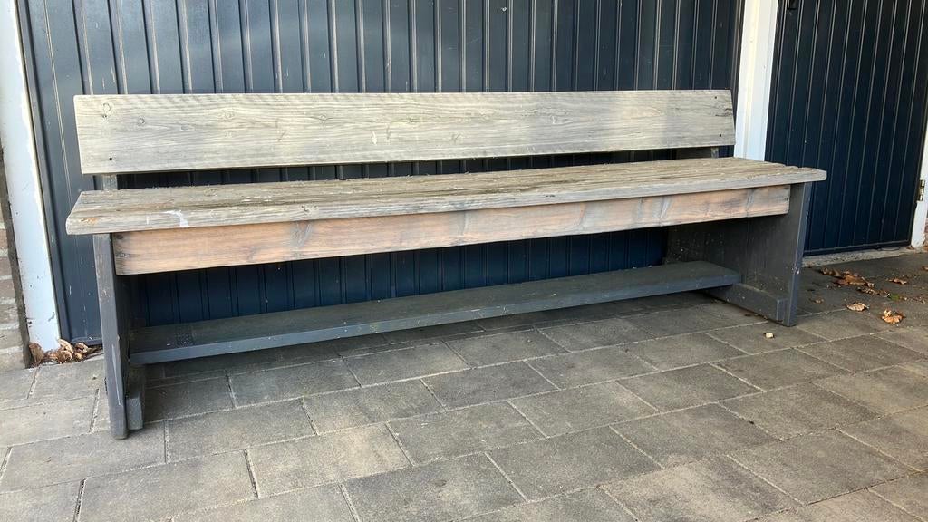 Robuuste houten tuinbank  (opknapper), Tuin en Terras, Ophalen, Gebruikt, Hout