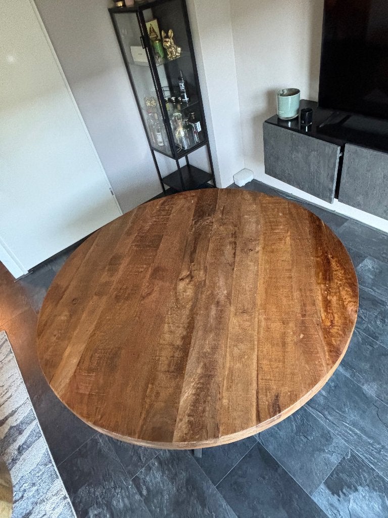 Houten ronde tafel (Mango), Ophalen, Overige materialen, Gebruikt, Rond