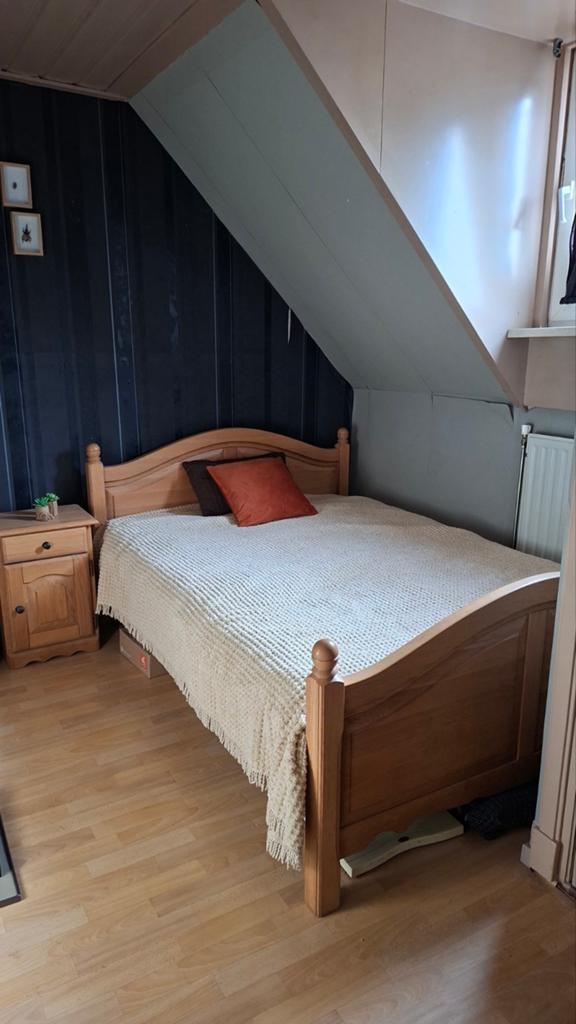 Bed 160/200 inclusief nachtkastjes, Ophalen, 55 tot 70 cm, Hout, 65 cm of meer