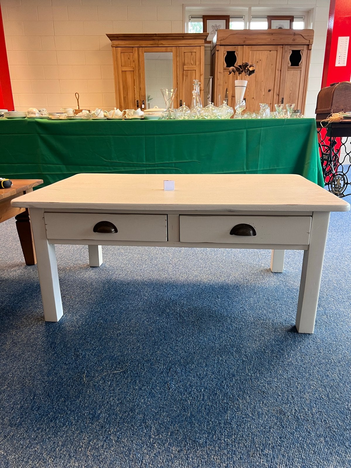 Eikenhouten salontafel/tv-meubel met 2 lades, Ophalen, Nieuw, Eikenhout