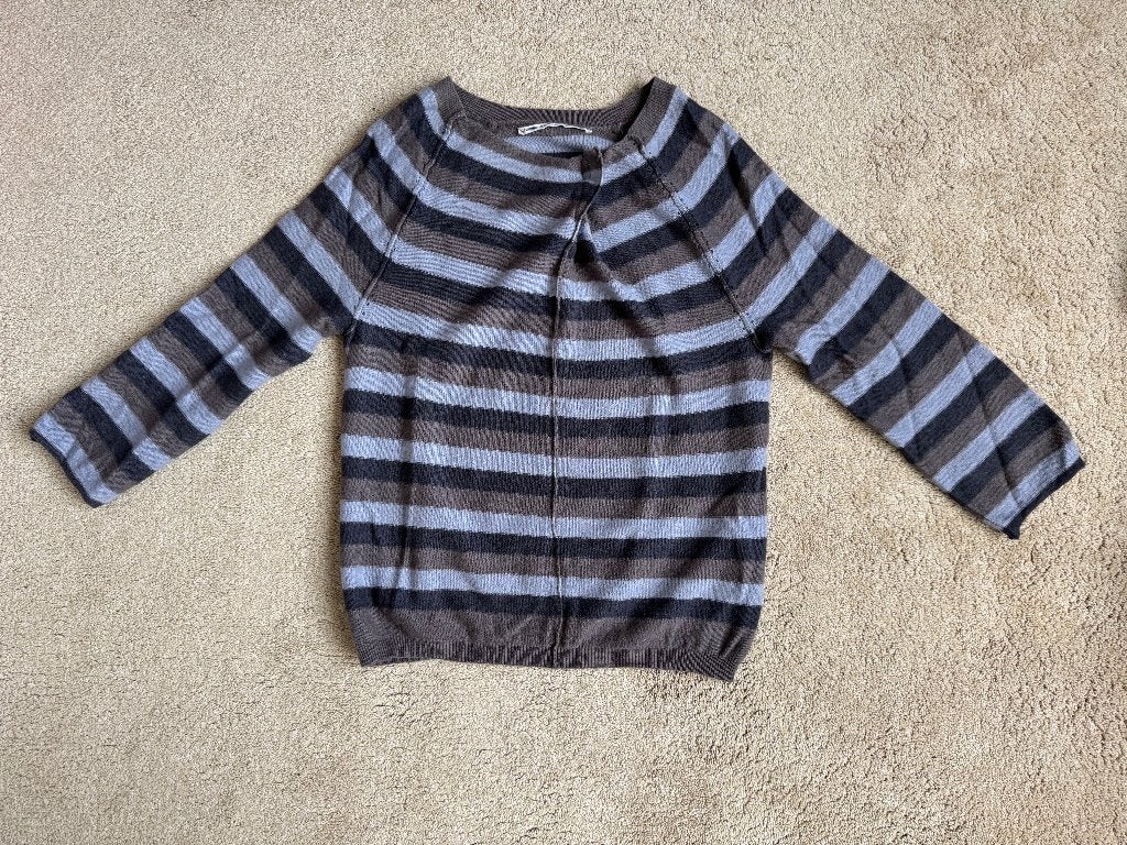 Humanoid – Gestreepte Trui Wol – Blauw/Bruin/Grijs – Maat XS, Verzenden, Gedragen, Maat 34 (XS) of kleiner, Overige kleuren