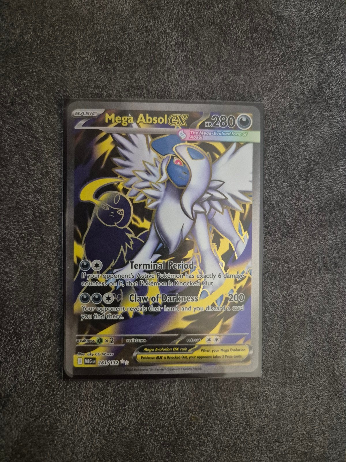 Mega Absol EX Pokémon Kaart 161/132 Foil, Ophalen of Verzenden, Zo goed als nieuw, Losse kaart, Foil