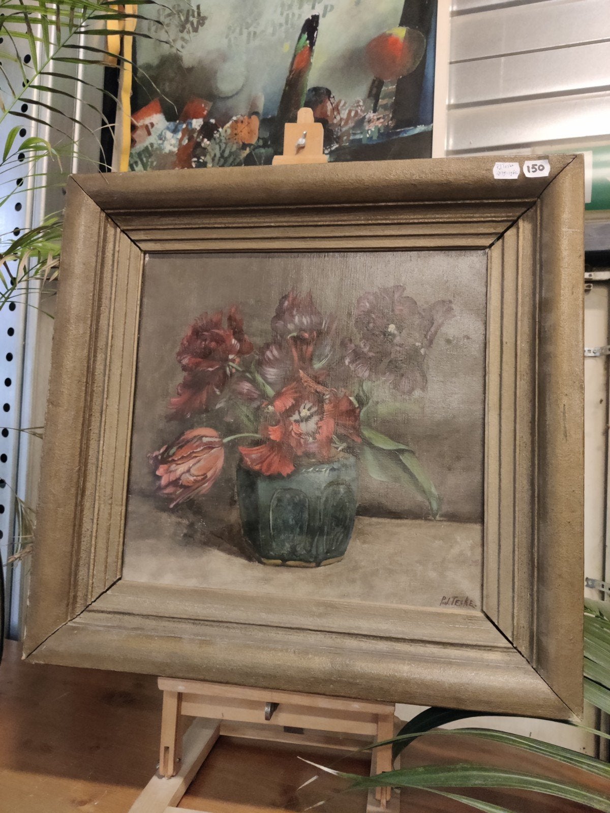 P.J. Teske Schilderij - Stilleven met Tulpen, Ophalen