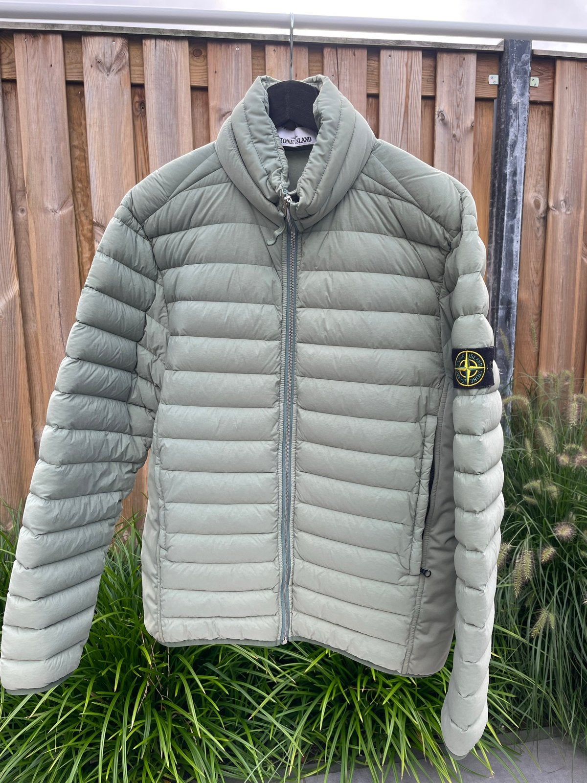 Stone Island Lichtgroene Donsjas - Maat L, Ophalen, Zo goed als nieuw, Maat 52/54 (L), Groen