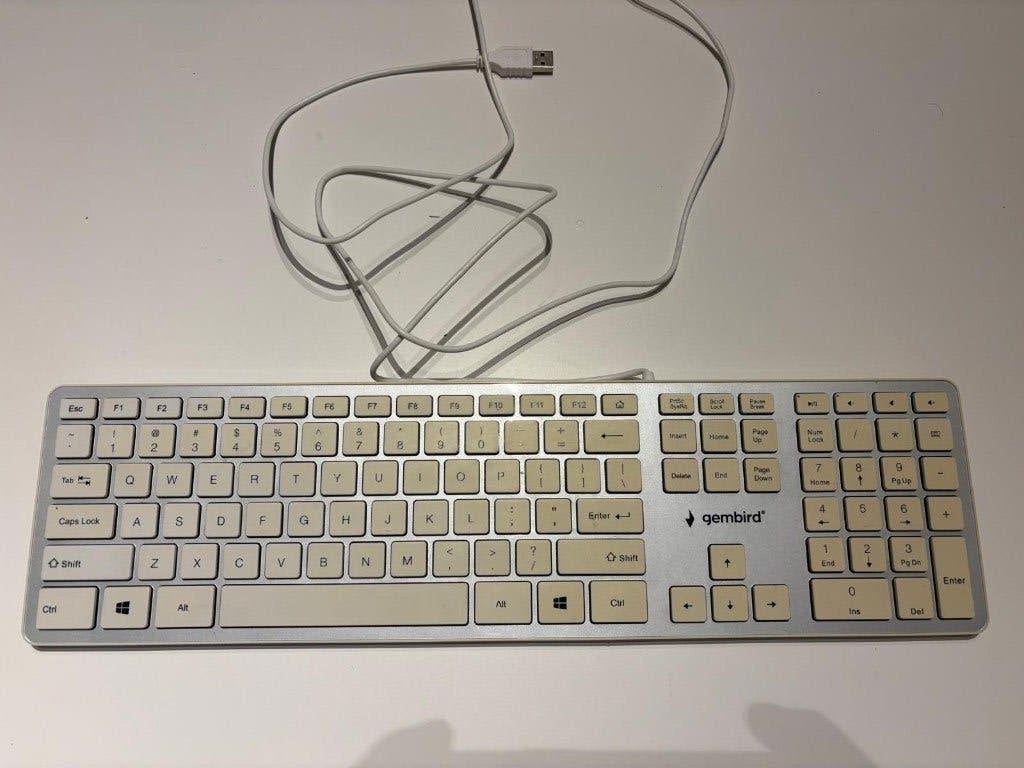Gembird USB toetsenbord met numeriek gedeelte – zilver/wit, Gembird, Ophalen of Verzenden, Zo goed als nieuw, Qwerty
