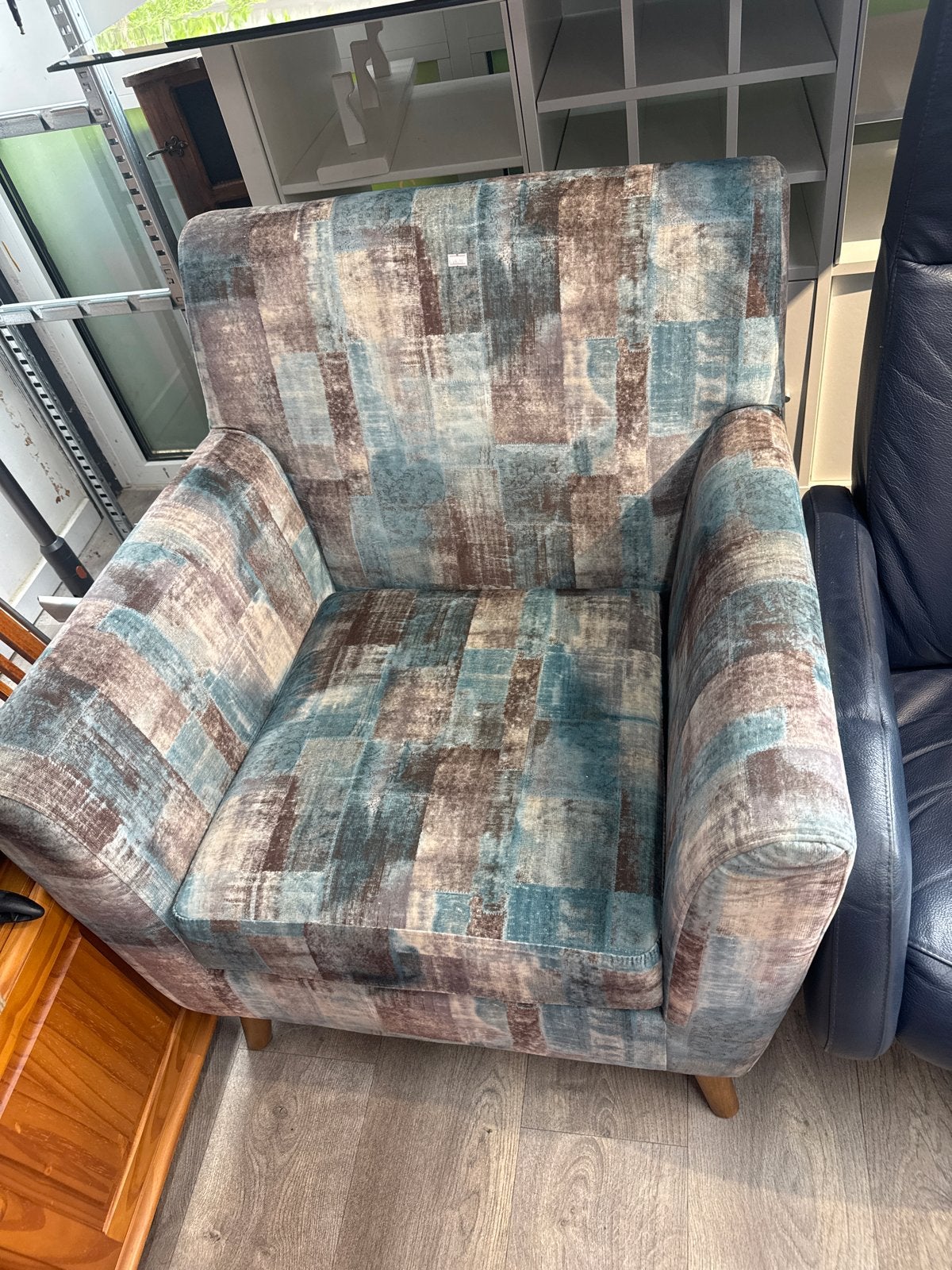 Comfortabele fauteuil met uniek patroon, Ophalen of Verzenden, Gebruikt, Stof, 75 tot 100 cm