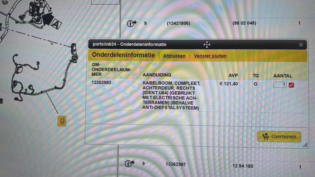 Kabelboom Rechter achterportier Opel Meriva B, Auto-onderdelen, Ophalen of Verzenden, Opel