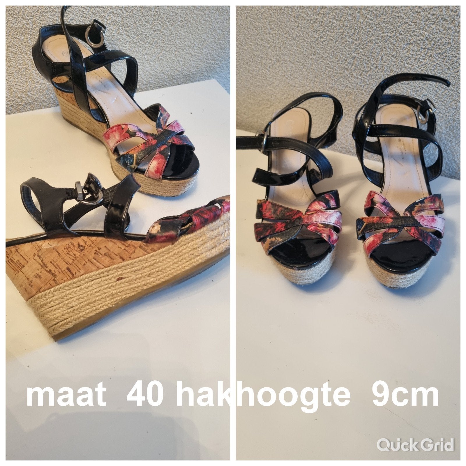 Sergio Todzi sleehak sandalen met bloemenprint - Maat 40, Kleding | Dames, Zwart, Sergio Todzi, Gedragen, Sandalen of Muiltjes